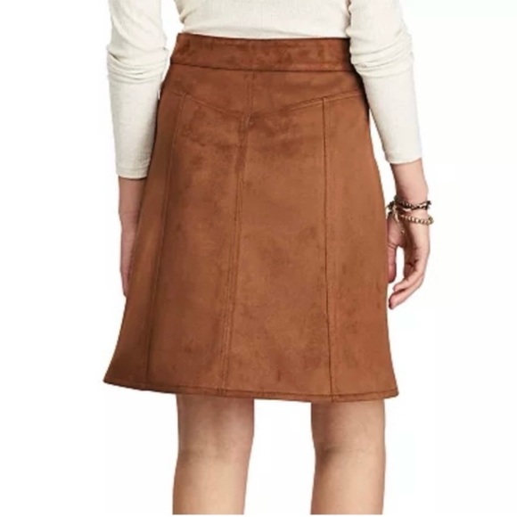 Chaps Brown Faux Suede A-Line Skirt Size 8 - Picture 3 of 10